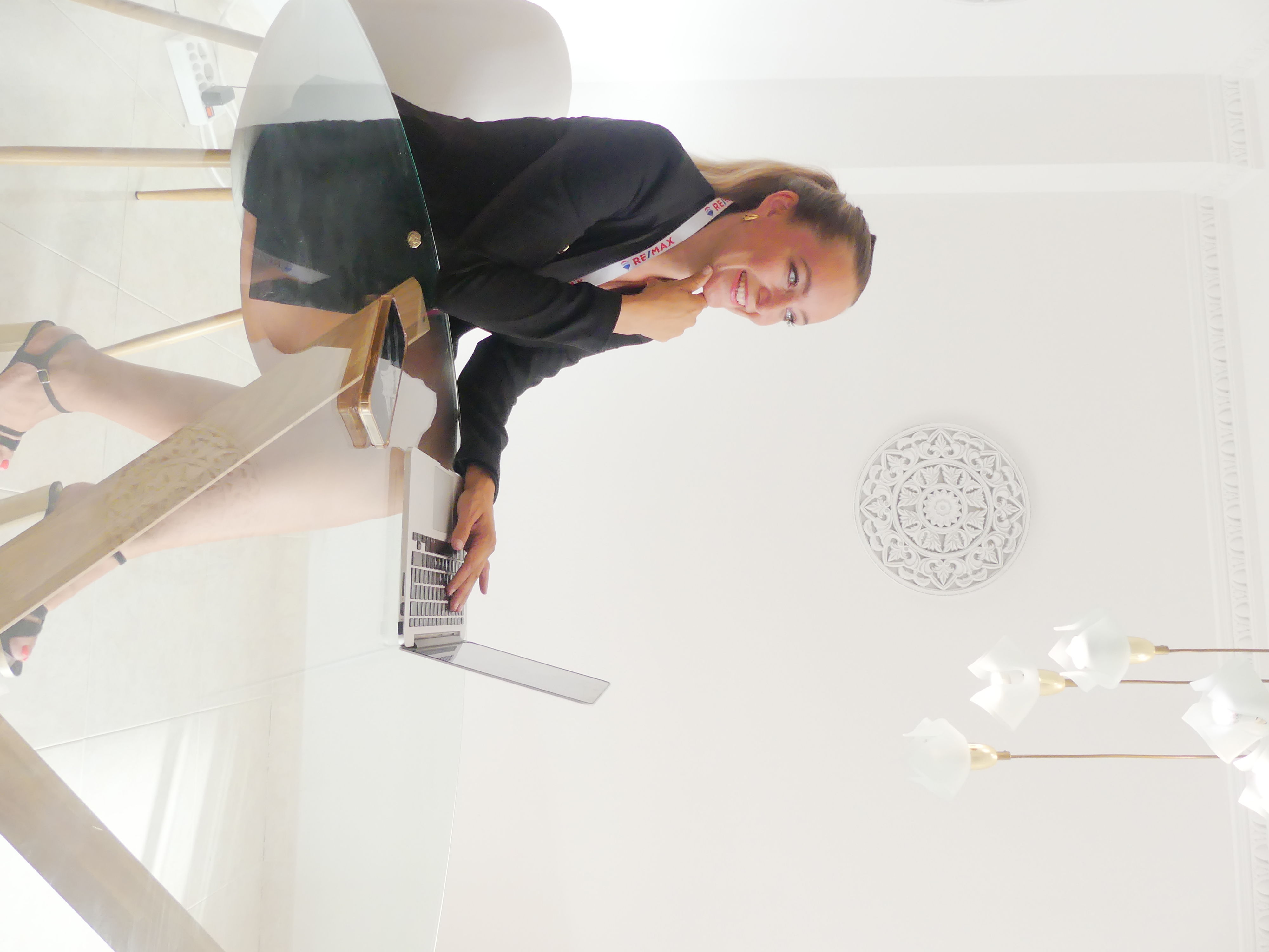 Walnut card tray with white powder coated steel divider and 3 punchout holes.